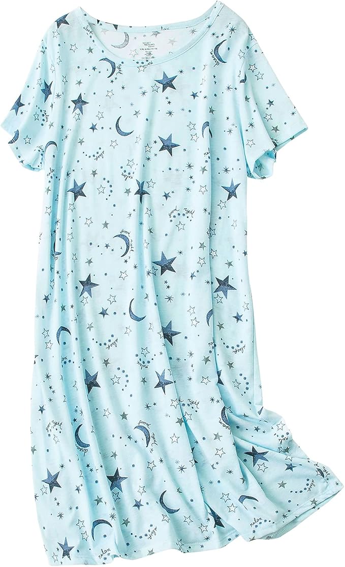 American Trends Nightgowns for Women Cotton Night Shirts Short Sleeve Night Gown Dress Casual Pajamas Soft Sleepwear

